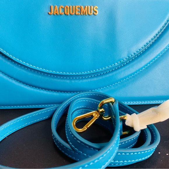 Jacquemus Le Grand Rond LARGE ROUND Blue Leather NWT Authentic - Picture 7 of 16